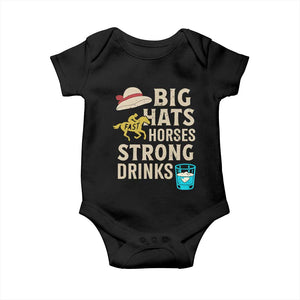 Big Hats Fast Horses Strong Drinks Retro Baby Onesie Southern Derby Day Watch Party Graphic TS02 Black Print Your Wear