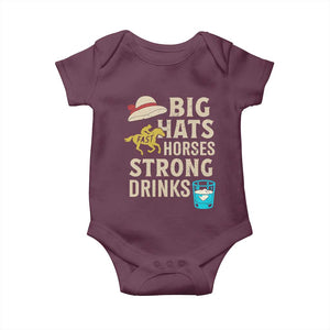 Big Hats Fast Horses Strong Drinks Retro Baby Onesie Southern Derby Day Watch Party Graphic TS02 Maroon Print Your Wear