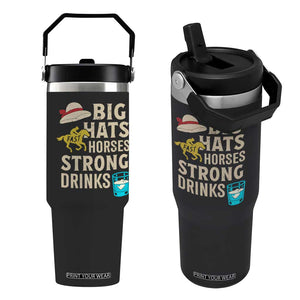 Big Hats Fast Horses Strong Drinks Retro Flip Straw Tumbler Southern Derby Day Watch Party Graphic TS02 One Size: 30 oz Black Print Your Wear
