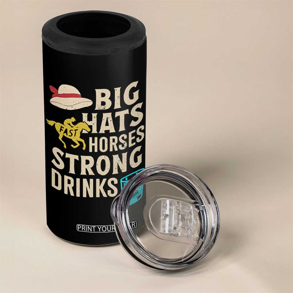 Big Hats Fast Horses Strong Drinks Retro 4 in 1 Can Cooler Tumbler Southern Derby Day Watch Party Graphic TS02 Print Your Wear