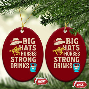 Big Hats Fast Horses Strong Drinks Retro Ceramic Ornament Southern Derby Day Watch Party Graphic TS02 Print Your Wear