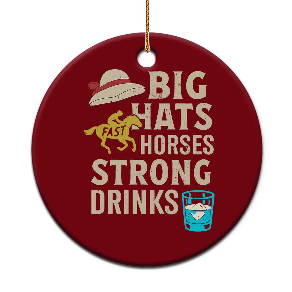Big Hats Fast Horses Strong Drinks Retro Ceramic Ornament Southern Derby Day Watch Party Graphic TS02 1pc Red Print Your Wear