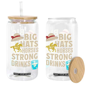 Big Hats Fast Horses Strong Drinks Retro Glass Can Southern Derby Day Watch Party Graphic TS02 Print Your Wear