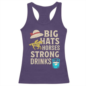 Big Hats Fast Horses Strong Drinks Retro Racerback Tank Top Southern Derby Day Watch Party Graphic TS02 Purple Print Your Wear