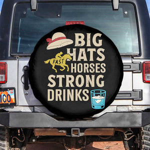 Big Hats Fast Horses Strong Drinks Retro Spare Tire Cover Southern Derby Day Watch Party Graphic TS02 No hole Black Print Your Wear