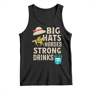 Big Hats Fast Horses Strong Drinks Retro Tank Top Southern Derby Day Watch Party Graphic TS02 Black Print Your Wear