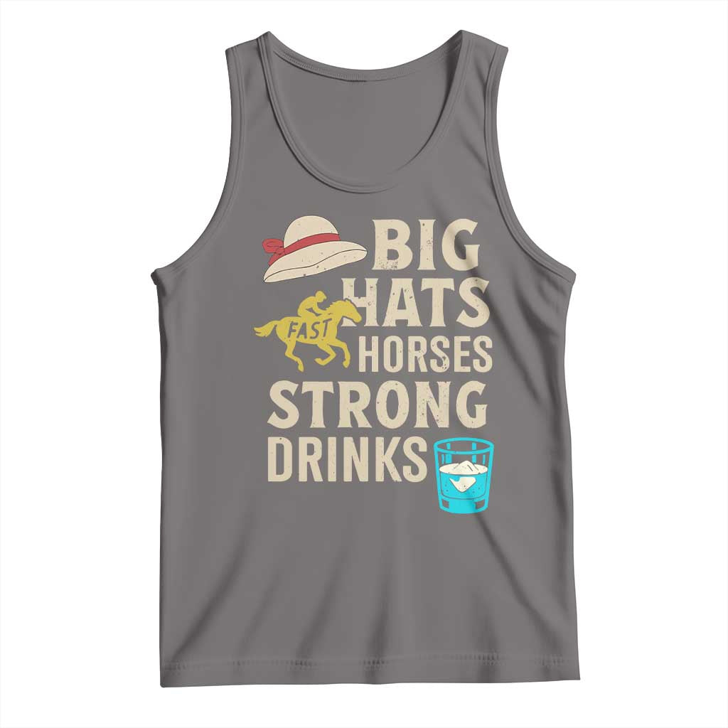 Big Hats Fast Horses Strong Drinks Retro Tank Top Southern Derby Day Watch Party Graphic TS02 Deep Heather Print Your Wear