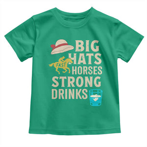 Big Hats Fast Horses Strong Drinks Retro Toddler T Shirt Southern Derby Day Watch Party Graphic TS02 Irish Green Print Your Wear
