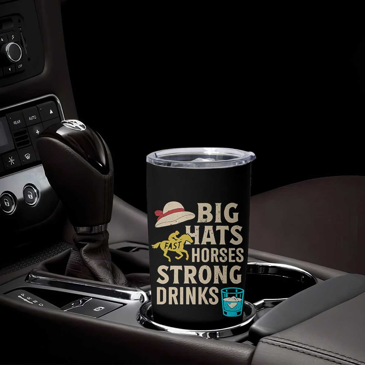 Big Hats Fast Horses Strong Drinks Retro Tumbler Cup Southern Derby Day Watch Party Graphic TS02 Print Your Wear