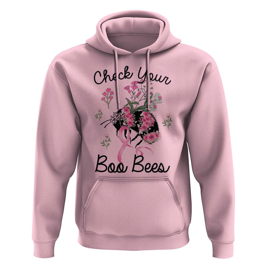 Breast Cancer Awareness Hoodie Check Your Boo Bees Pink Ribbon Support Warrior Squad TS02 Light Pink Print Your Wear