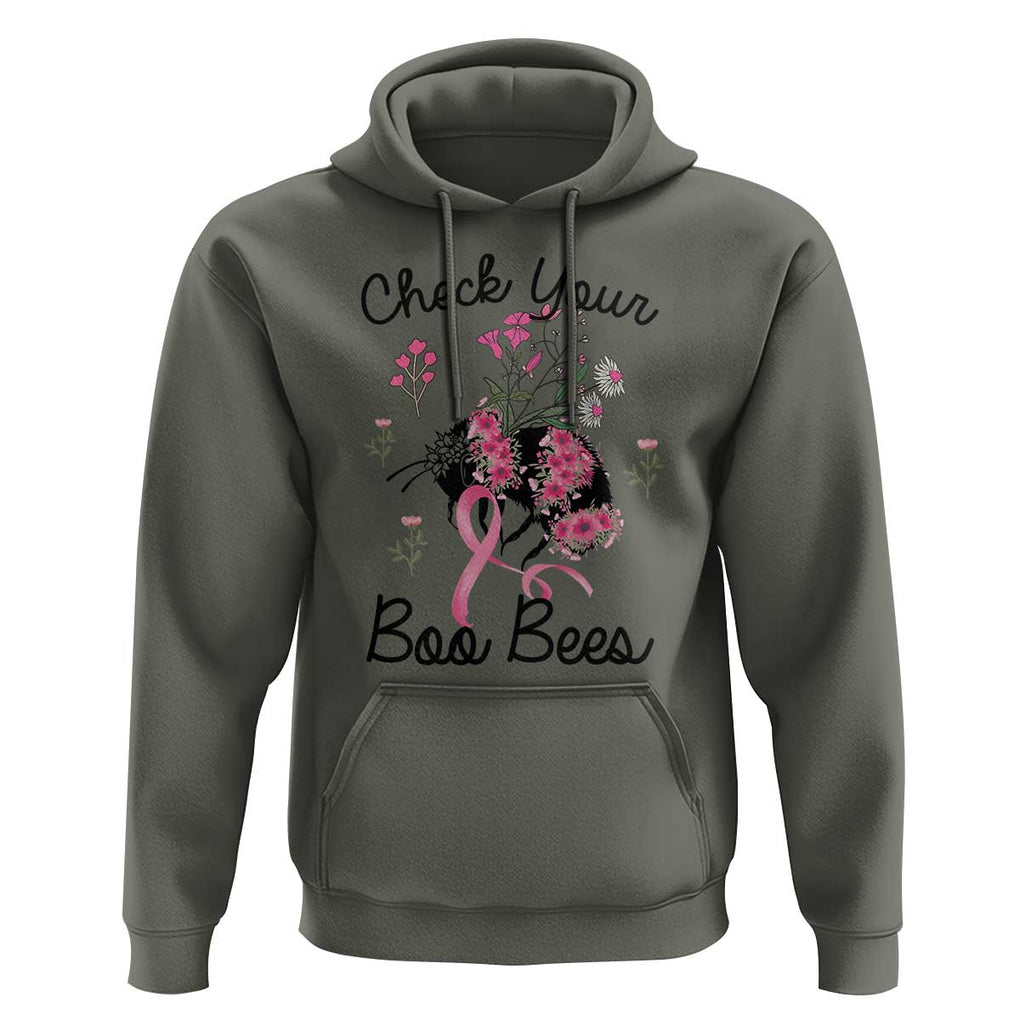 Breast Cancer Awareness Hoodie Check Your Boo Bees Pink Ribbon Support Warrior Squad TS02 Military Green Print Your Wear