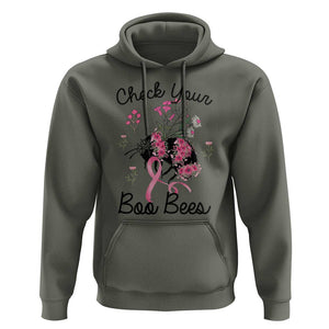 Breast Cancer Awareness Hoodie Check Your Boo Bees Pink Ribbon Support Warrior Squad TS02 Military Green Print Your Wear