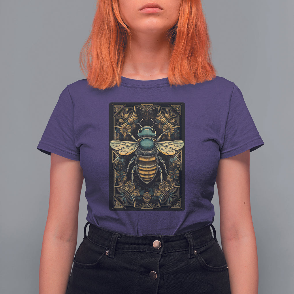 Dark Academia Spiritual Bumble Bee Tarot Card T Shirt For Women TS02 Purple Printyourwear