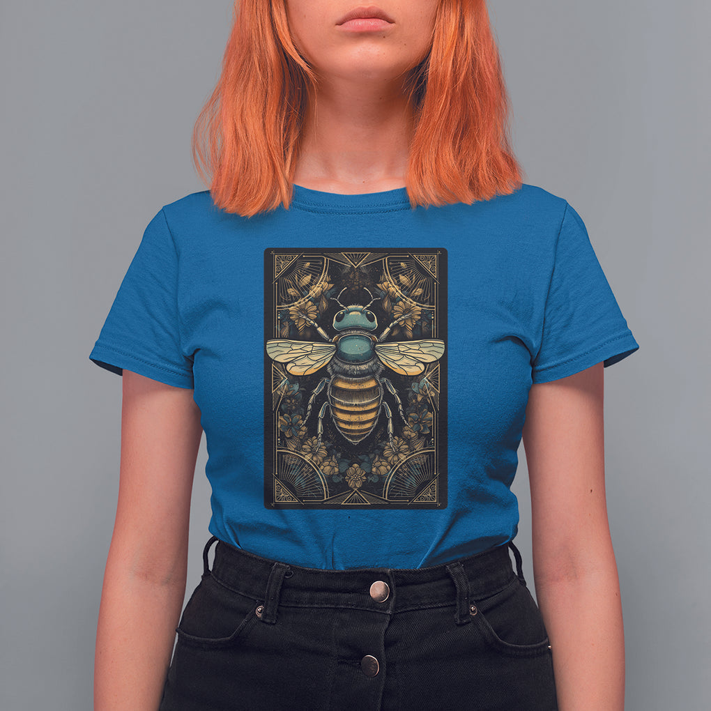 Dark Academia Spiritual Bumble Bee Tarot Card T Shirt For Women TS02 Royal Blue Printyourwear