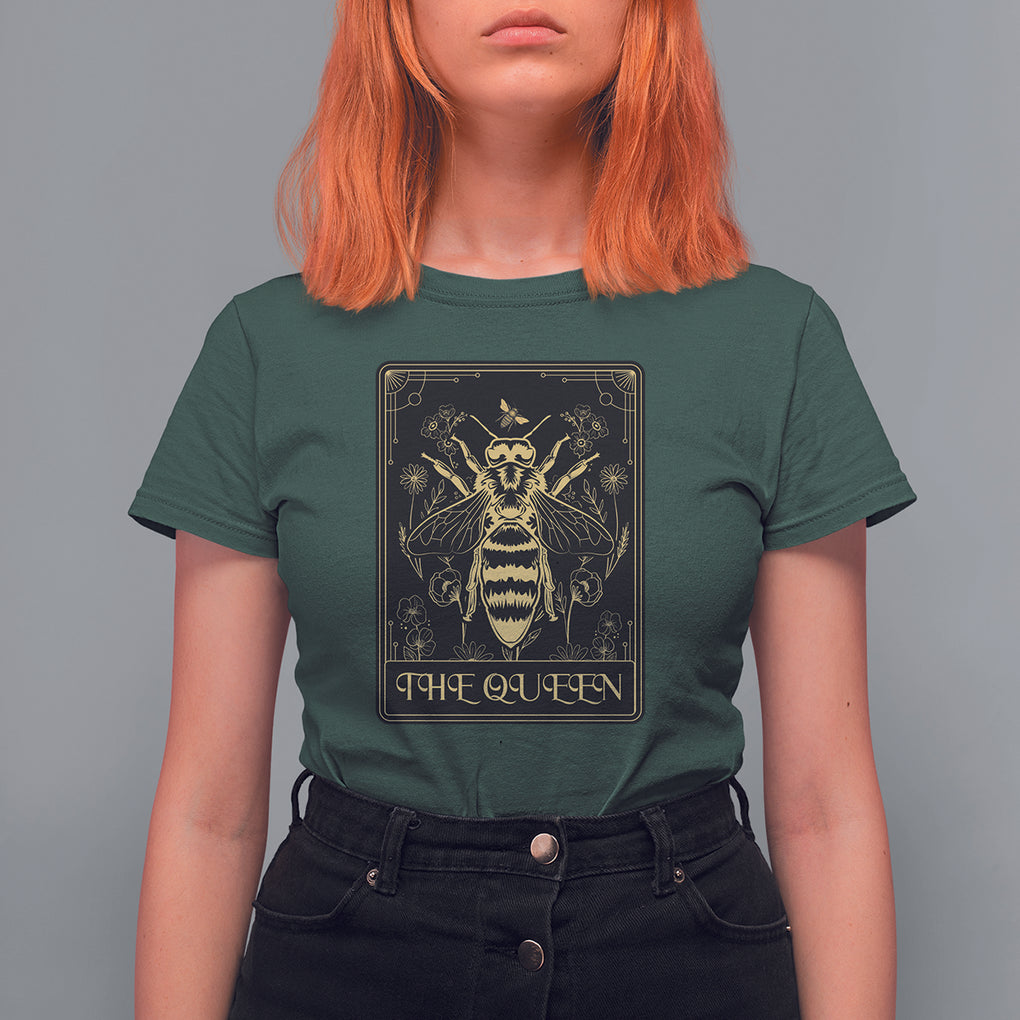 Dark Academia Spiritual The Queen Bee Tarot Card T Shirt For Women TS02 Dark Forest Green Printyourwear