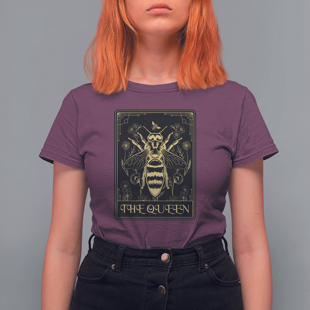 Dark Academia Spiritual The Queen Bee Tarot Card T Shirt For Women TS02 Maroon Printyourwear