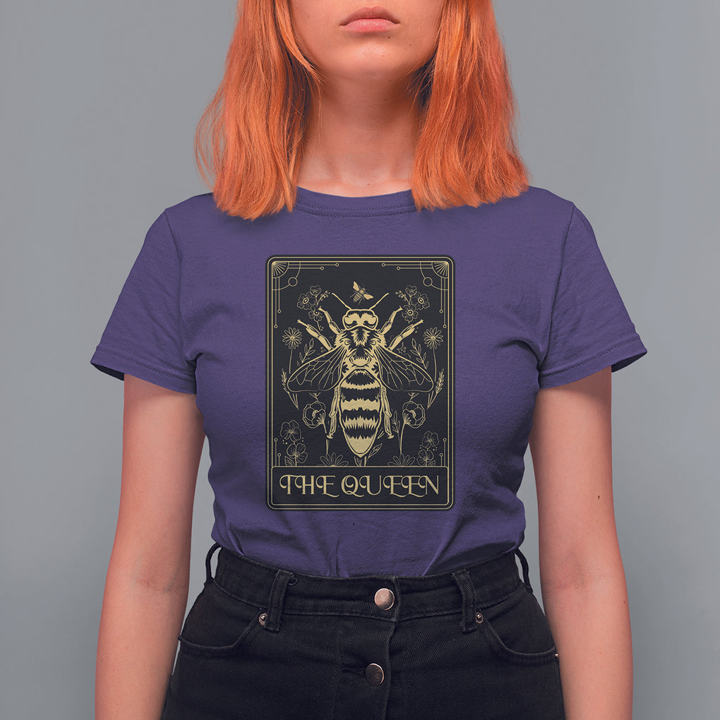 Dark Academia Spiritual The Queen Bee Tarot Card T Shirt For Women TS02 Purple Printyourwear