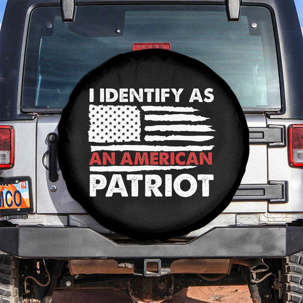 Patriotic Spare Tire Cover I Identify As An American Patriot American Flag TS02 No hole Black Print Your Wear