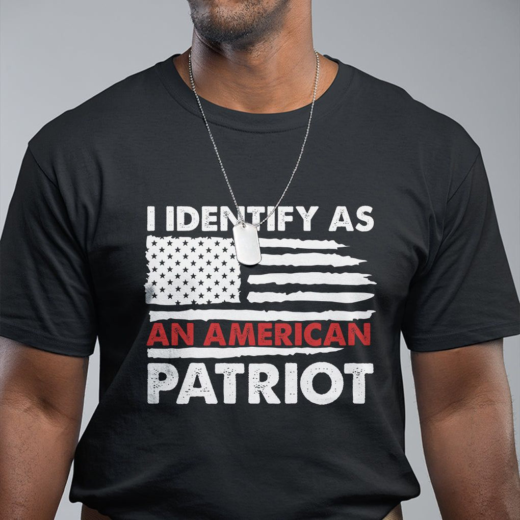 Patriotic T Shirt - I Identify As An American Patriot American Flag Pride Tee TS02 Dark Heather Printyourwear
