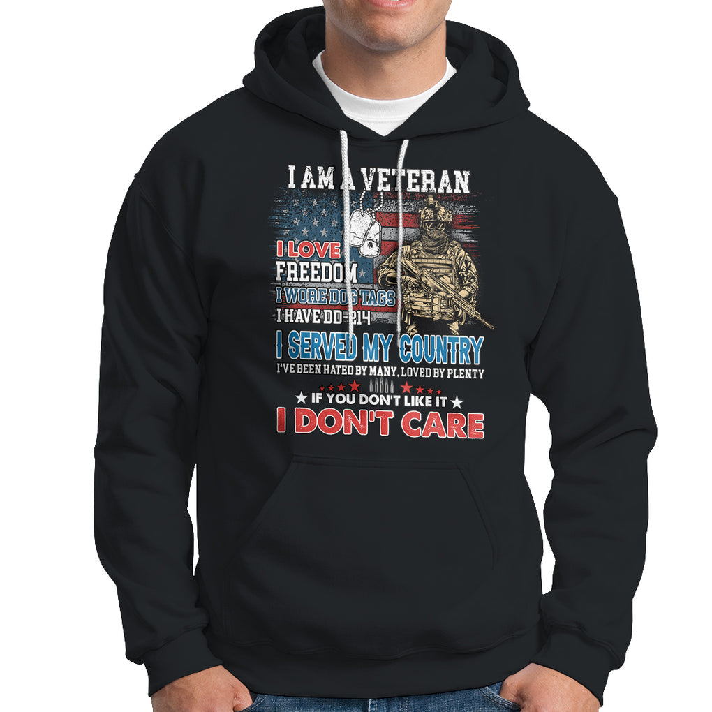 Veteran Pride Hoodie I Am A Veteran Love Freedom And Wore Dog Tags I Have DD-214 TS02 Dark Heather Printyourwear