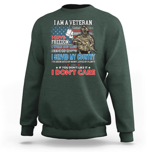 Veteran Pride Sweatshirt I Am A Veteran Love Freedom And Wore Dog Tags I Have DD-214 TS02 Printyourwear