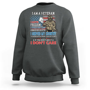 Veteran Pride Sweatshirt I Am A Veteran Love Freedom And Wore Dog Tags I Have DD-214 TS02 Printyourwear
