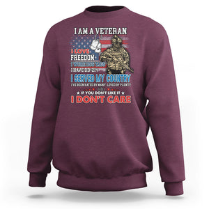 Veteran Pride Sweatshirt I Am A Veteran Love Freedom And Wore Dog Tags I Have DD-214 TS02 Printyourwear
