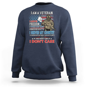 Veteran Pride Sweatshirt I Am A Veteran Love Freedom And Wore Dog Tags I Have DD-214 TS02 Printyourwear