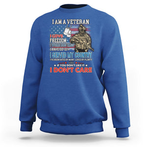 Veteran Pride Sweatshirt I Am A Veteran Love Freedom And Wore Dog Tags I Have DD-214 TS02 Printyourwear
