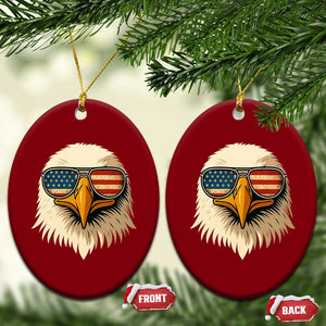 Patriotic Bald Eagle Ceramic Ornament With Sunglasses American Flag Vintage TS02 Print Your Wear