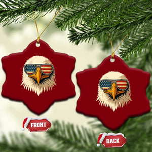 Patriotic Bald Eagle Ceramic Ornament With Sunglasses American Flag Vintage TS02 Print Your Wear