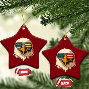 Patriotic Bald Eagle Ceramic Ornament With Sunglasses American Flag Vintage TS02 Print Your Wear