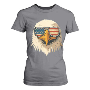 Patriotic Bald Eagle T Shirt For Women With Sunglasses American Flag Vintage TS02 Charcoal Print Your Wear