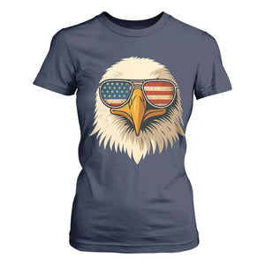 Patriotic Bald Eagle T Shirt For Women With Sunglasses American Flag Vintage TS02 Navy Print Your Wear