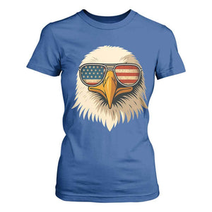 Patriotic Bald Eagle T Shirt For Women With Sunglasses American Flag Vintage TS02 Royal Blue Print Your Wear