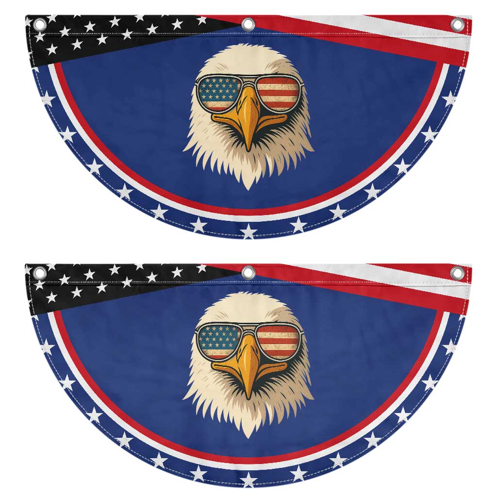 American Bald Eagle Patriotic Fan Flag With Sunglasses USA Flag Vintage