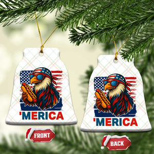 Funny American Eagle Eating Hot Dog Ceramic Ornament 4th Of July Party Patriotic USA Flag TS02 Print Your Wear