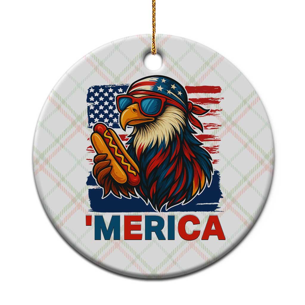 Funny American Eagle Eating Hot Dog Ceramic Ornament 4th Of July Party Patriotic USA Flag TS02 1pc Christmas Plaid Print Your Wear