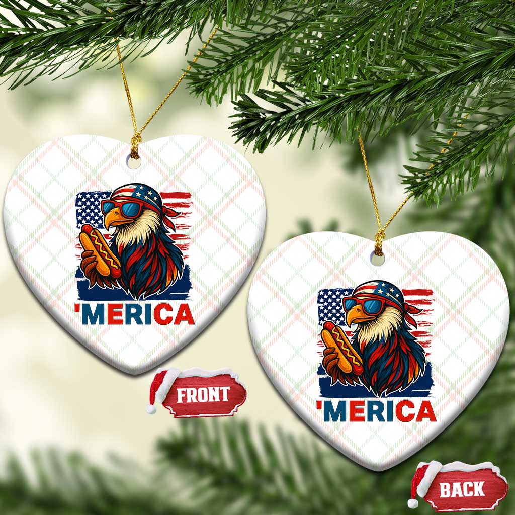 Funny American Eagle Eating Hot Dog Ceramic Ornament 4th Of July Party Patriotic USA Flag TS02 Print Your Wear