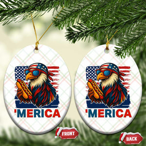 Funny American Eagle Eating Hot Dog Ceramic Ornament 4th Of July Party Patriotic USA Flag TS02 Print Your Wear