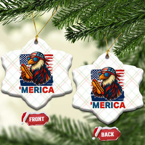 Funny American Eagle Eating Hot Dog Ceramic Ornament 4th Of July Party Patriotic USA Flag TS02 Print Your Wear