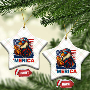 Funny American Eagle Eating Hot Dog Ceramic Ornament 4th Of July Party Patriotic USA Flag TS02 Print Your Wear