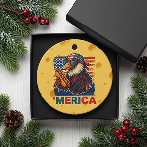 Funny American Eagle Eating Hot Dog Ceramic Ornament 4th Of July Party Patriotic USA Flag TS02 1pc Yellow Cheese Print Your Wear