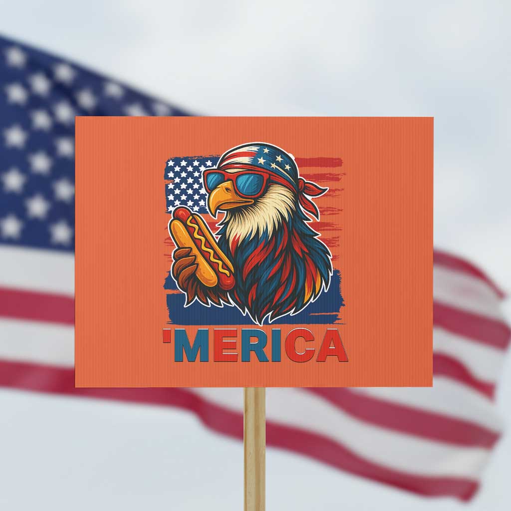 Funny American Eagle Eating Hot Dog Protest Sign 4th Of July Party Patriotic USA Flag TS02 Horizontal 18