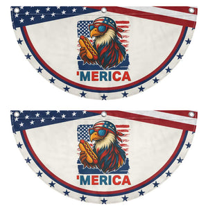 Funny American Eagle Eating Hot Dog Patriotic Fan Flag 4th Of July Party USA Flag