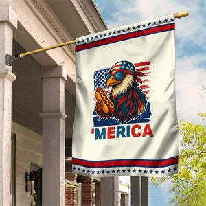 Funny American Eagle Eating Hot Dog Garden Flag 4th Of July Party Patriotic USA Flag TS02 Modern Beige Red Print Your Wear