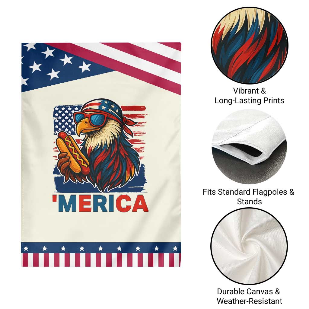 Funny American Eagle Eating Hot Dog Garden Flag 4th Of July Party Patriotic USA Flag TS02 Print Your Wear