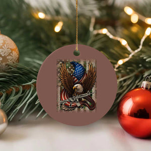 Patriotic Armed Eagle with Camo Flag Ceramic Ornament Military Patriotic USA Defense TS02 1pc Mocha Print Your Wear