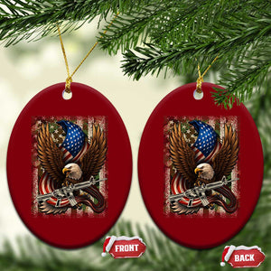 Patriotic Armed Eagle with Camo Flag Ceramic Ornament Military Patriotic USA Defense TS02 Print Your Wear