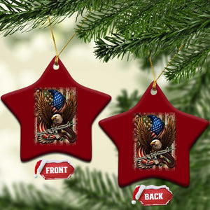 Patriotic Armed Eagle with Camo Flag Ceramic Ornament Military Patriotic USA Defense TS02 Print Your Wear